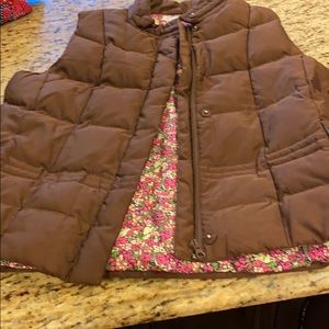 Lilly Pulitzer Brown Puffer Vest with Floral Lining